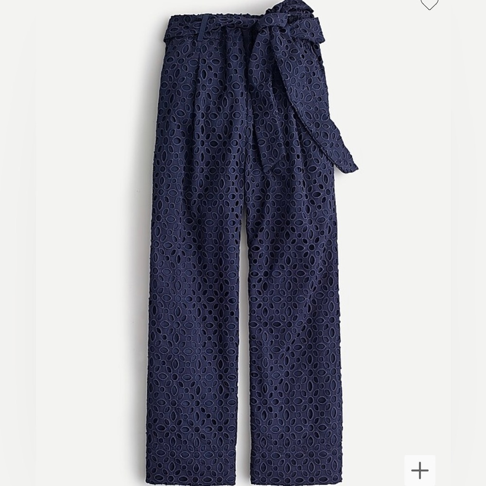 J.Crew Tie Waist Eyelet Pants Elastic Pull On Lined Trouser Pants Womens